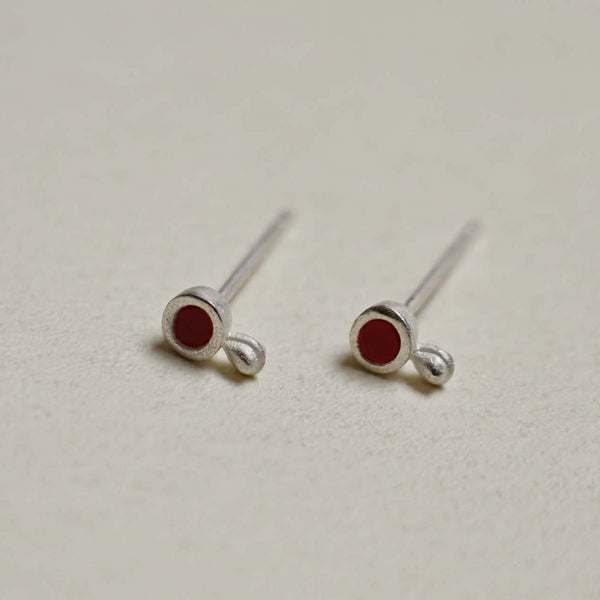 OLIO E ACETO Sterling Silver Ruby Red Lake Earrings OLIO-OA09E04-YH Silver/Red
